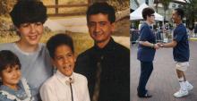 Photograph of the Nasehi family with Lee, her husband Merdhad, son Joe as a young boy and daughter, Carly