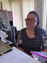 Nellie pictured here at front desk at Lighthouse Central Florida