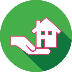 Image of a hand cradling a house representing real estate